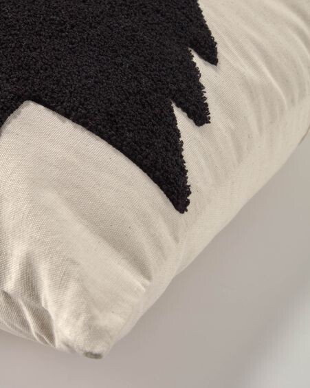 Funda cojín Saori 100% algodón orgánico (GOTS) árboles grandes negro 45 x 45 cm