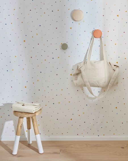 Papel pintado Miris estampado topos y triángulos azul y mostaza 10 x 0,53 m FSC MIX Credit