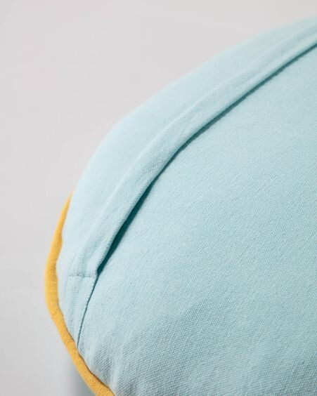 Funda cojín redondo Fresia 100% algodón azul Ø 45 cm