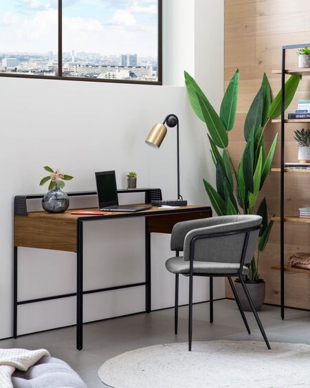 Lámpara de mesa Natsumi de metal, madera y mármol