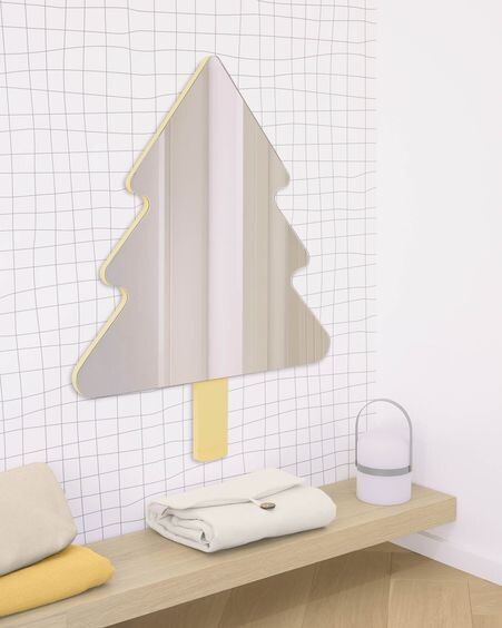 Espejo de pared Saori árbol amarillo de MDF 54 x 70 cm