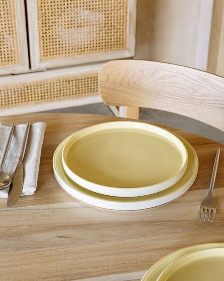 Plato plano Midori cerámica amarillo