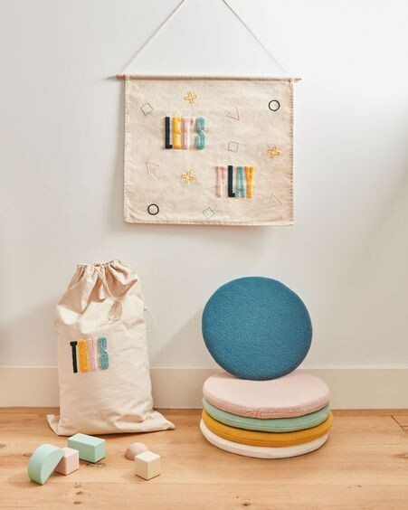 Cojín para silla redondo Biasina 100% lana turquesa Ø 35 cm