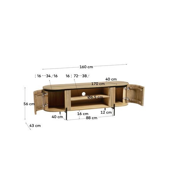 Mueble TV Licia de madera maciza de mango 160 x 56 cm
