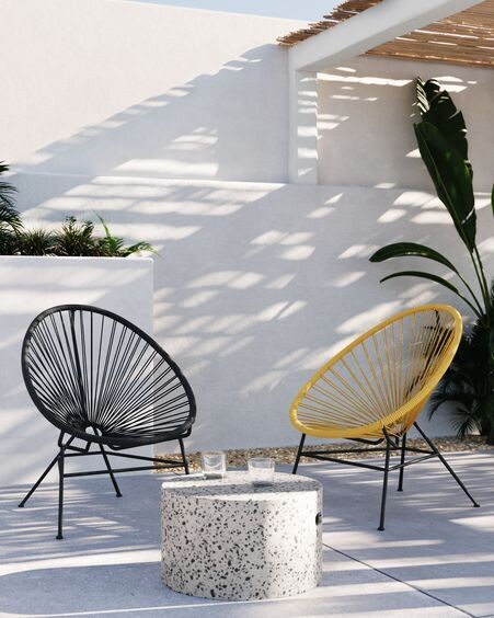 Mesa de centro redonda exterior Jenell terrazo blanco Ø 52 cm