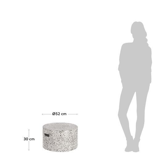 Mesa de centro redonda exterior Jenell terrazo blanco Ø 52 cm