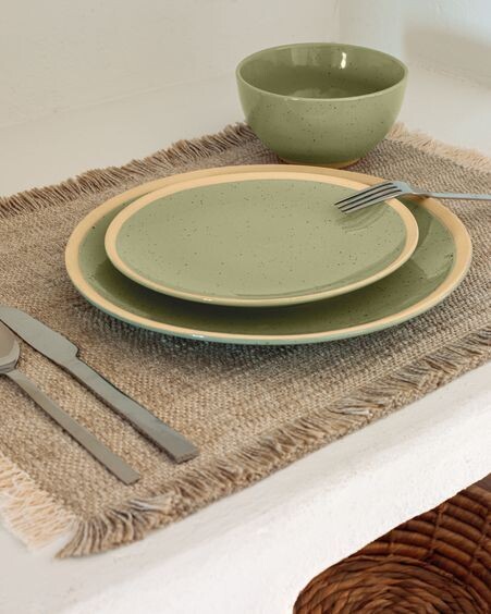 Plato plano Tilia de cerámica verde claro