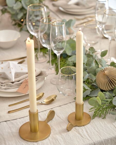 Set Adabella de 2 candelabros de aluminio dorado 6 cm y 8 cm