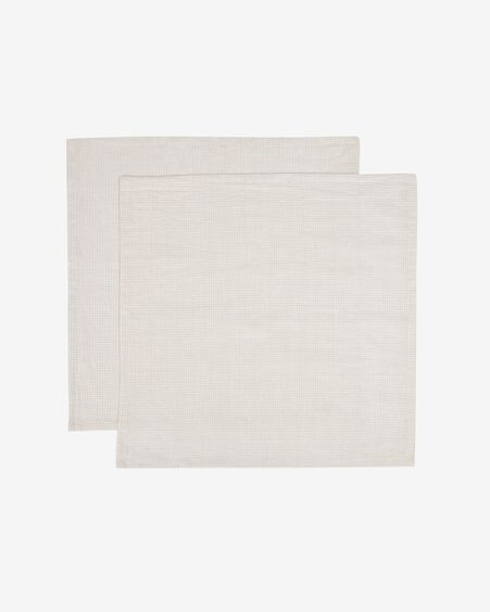 Set Erlea de 2 servilletas de algodón y lino blanco