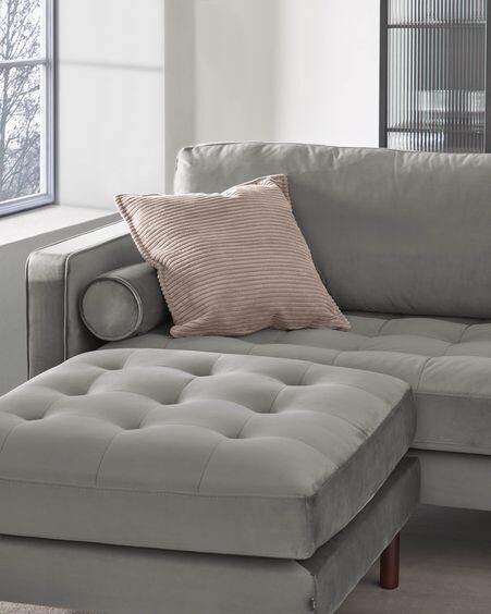 Sofá Debra 3 plazas terciopelo gris 222 cm