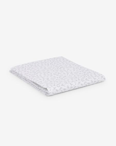 Sábana bajera para moisés Yamile 100% algodón orgánico (GOTS) blanco con hojas gris