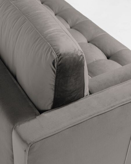 Sofá Debra 3 plazas terciopelo gris 222 cm