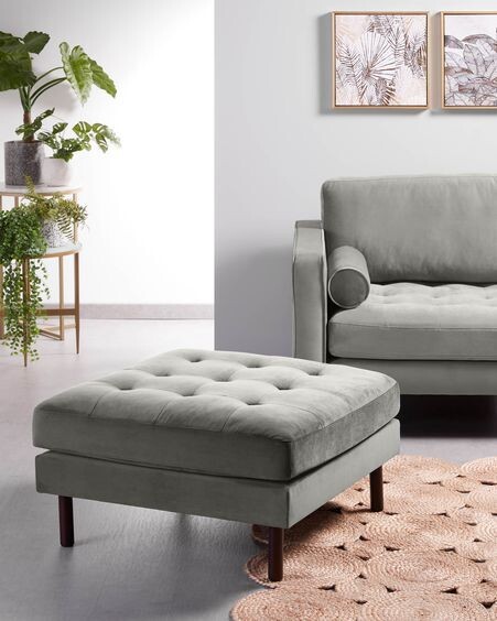 Sofá Debra 3 plazas terciopelo gris 222 cm
