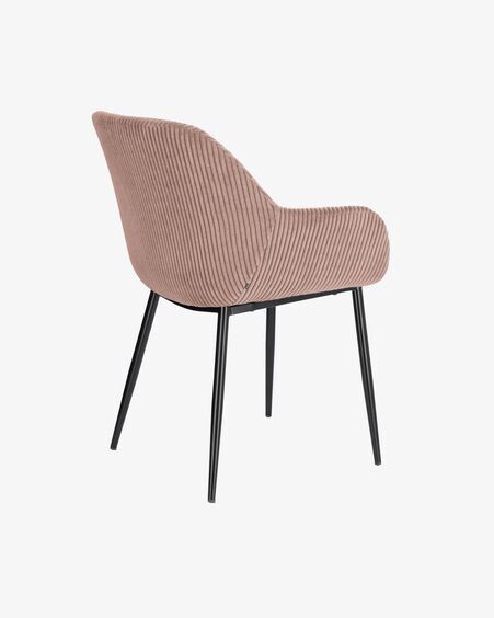 Silla Konna pana gruesa rosa y patas de acero acabado pintado negro