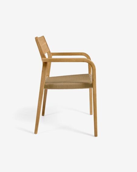 Silla Better de madera maciza de acacia y cuerda beige