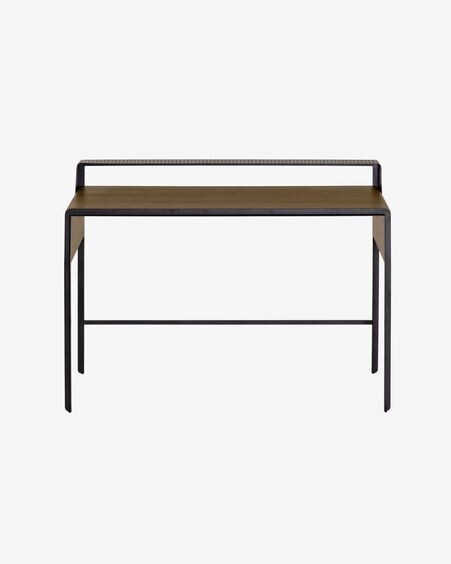 Escritorio Nadyria chapa de nogal y acero con acabado negro 120 x 55 cm