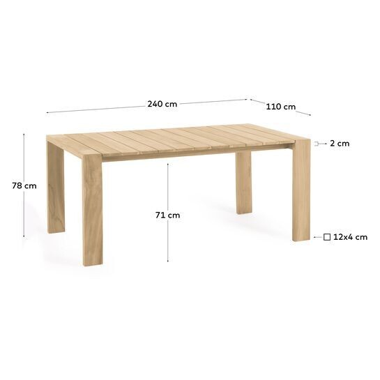 Mesa de exterior Victoire de madera maciza de teca 240 x 110 cm