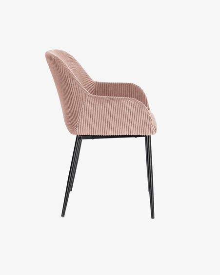 Silla Konna pana gruesa rosa y patas de acero acabado pintado negro