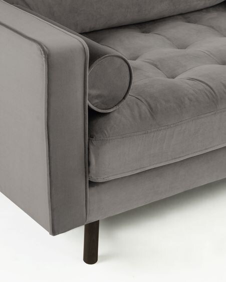 Sofá Debra 3 plazas terciopelo gris 222 cm
