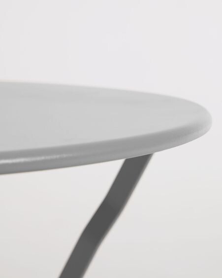 Set de exterior Alrick de mesa y 2 sillas plegables de acero gris claro