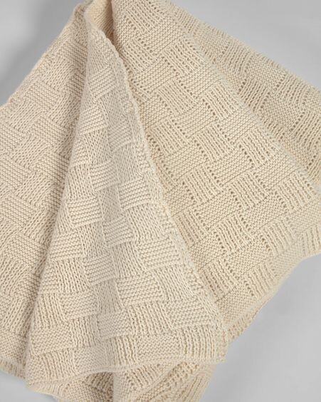 Manta Saian con cuadrados 100% algodón beige 125 x 150 cm