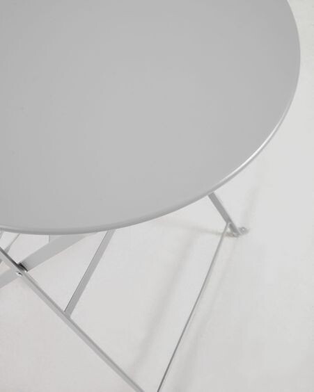 Set de exterior Alrick de mesa y 2 sillas plegables de acero gris claro