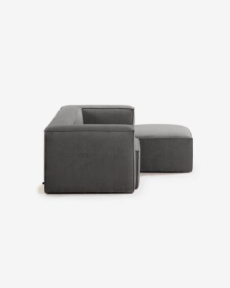 Sofá Blok 2 plazas chaise longue derecho pana gruesa gris 240 cm