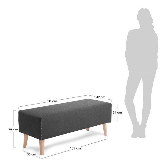 Banqueta Dyla grafito de madera maciza de haya 111 cm