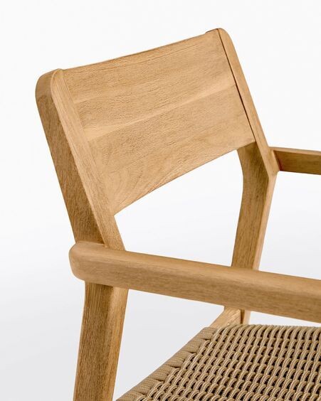 Silla Better de madera maciza de acacia y cuerda beige