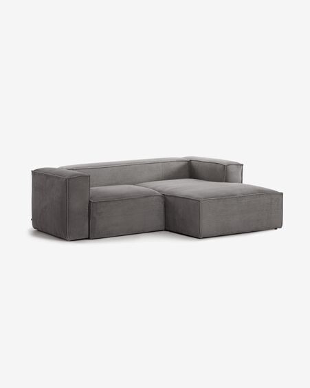 Sofá Blok 2 plazas chaise longue derecho pana gruesa gris 240 cm