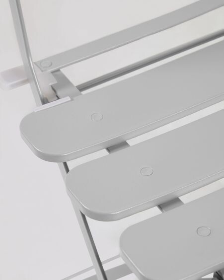 Set de exterior Alrick de mesa y 2 sillas plegables de acero gris claro