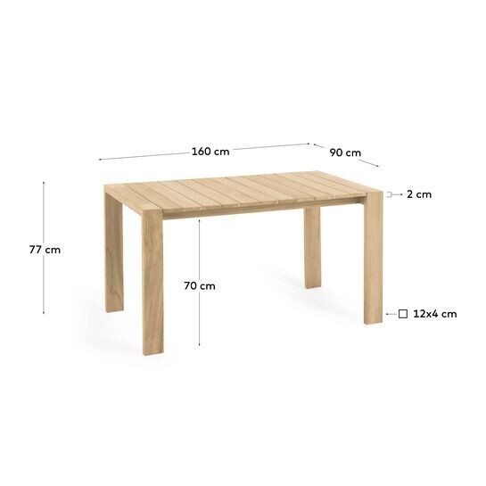 Mesa de exterior Victoire de madera maciza de teca 160 x 90 cm