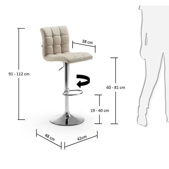 Taburete Crema beige altura 60-81 cm