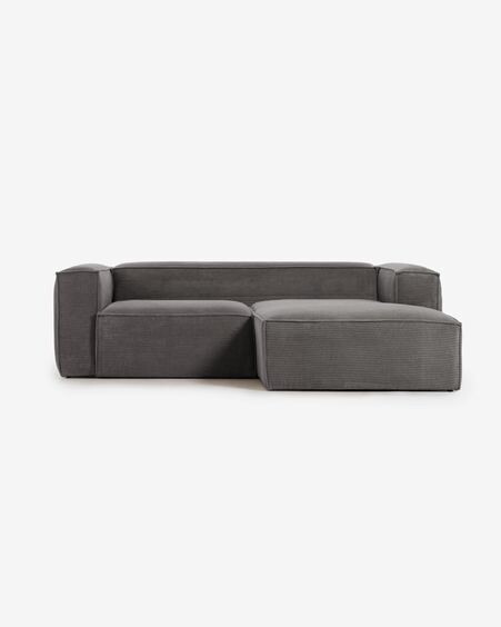Sofá Blok 2 plazas chaise longue derecho pana gruesa gris 240 cm