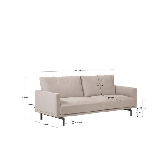 Sofá Galene 3 plazas beige 214 cm