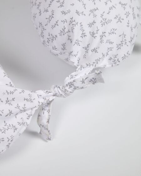 Cojín de lactancia Yamile 100% algodón orgánico (GOTS) blanco con hojas gris