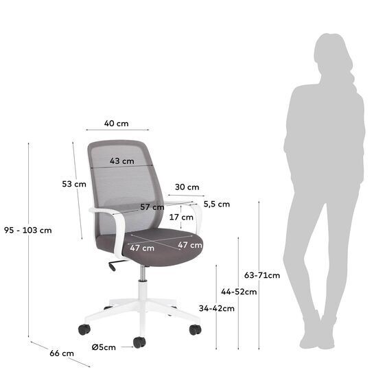 Silla de escritorio Melva gris