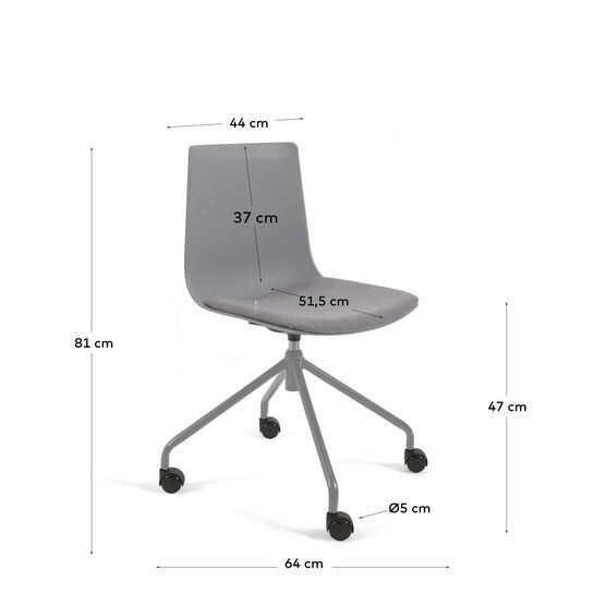 Silla de escritorio Ralfi gris con asiento gris oscuro