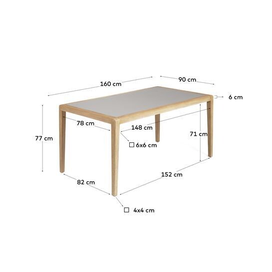 Mesa Better de polycemento y madera maciza de acacia 160 x 90 cm