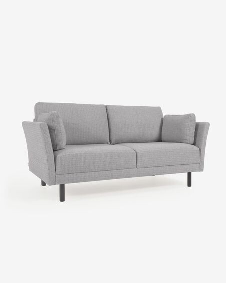 Sofá Gilma 2 plazas gris claro y patas acabado negro 170 cm