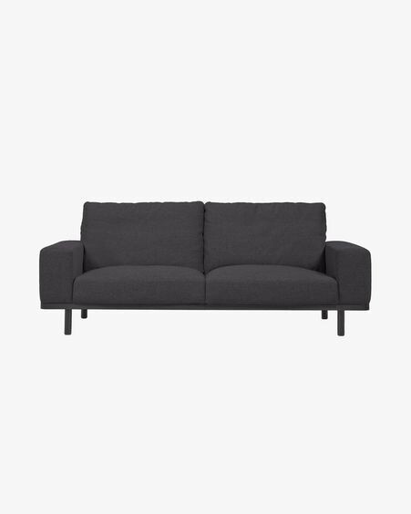 Sofá Noa 3 plazas gris con patas acabado oscuro 230 cm