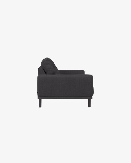 Sofá Noa 3 plazas gris con patas acabado oscuro 230 cm