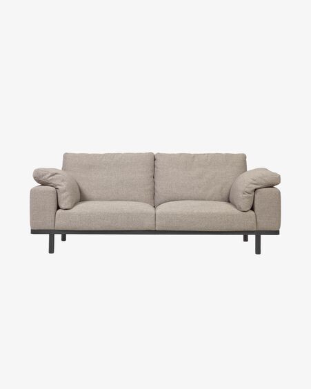 Sofá Noa 3 plazas con cojines beige patas acabado oscuro 230 cm
