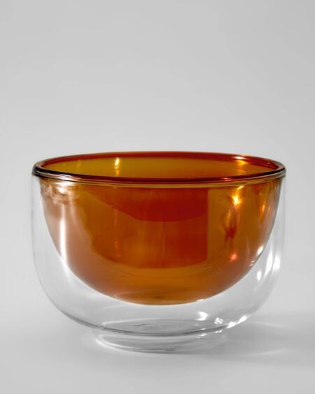 Bol Braulia de cristal naranja y transparente
