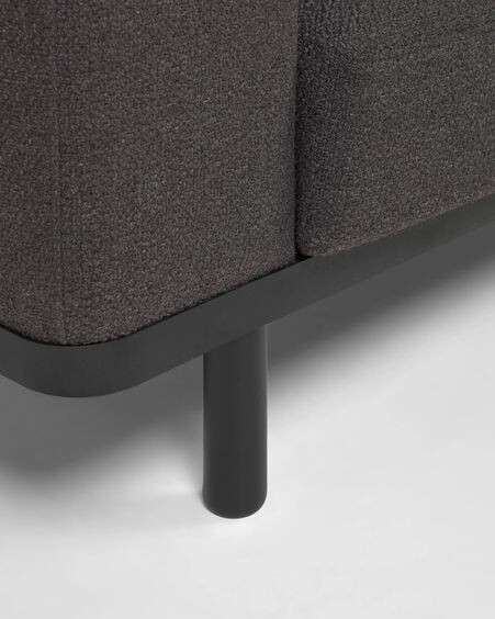 Sofá Noa 3 plazas gris con patas acabado oscuro 230 cm