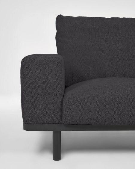 Sofá Noa 3 plazas gris con patas acabado oscuro 230 cm
