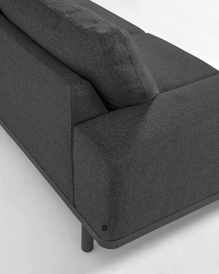 Sofá Noa 3 plazas gris con patas acabado oscuro 230 cm