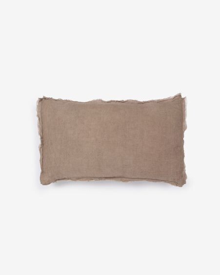 Funda de cojín Draupadi 100% lino marrón 30 x 50 cm