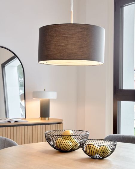 Pantalla lámpara de techo Santana gris con difusor blanco Ø 50 cm