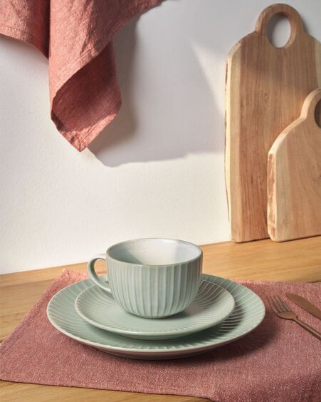 Set Abinadi de 2 individuales de algodón y lino terracota 35 x 50 cm